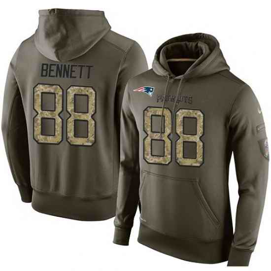 NFL Nike New England Patriots 88 Martellus Bennett Green Salute To Service Mens Pullover Hoodie